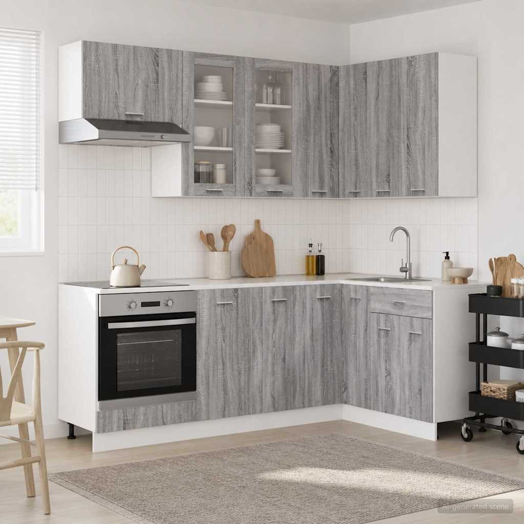 vidaXL Kücheneinheit LYON 8 pcs Grau Sonoma Holzwerkstoff