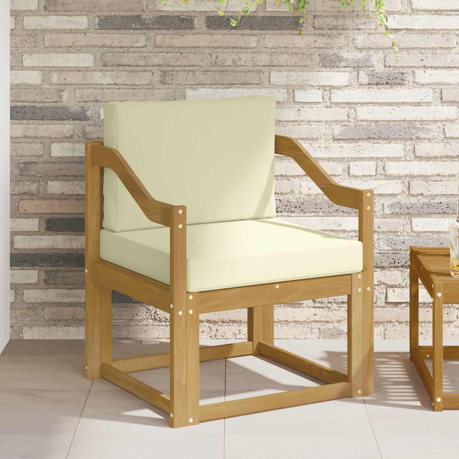 vidaXL 2 Stück Outdoor-Sofagarnitur Polyester Weiß und Creme