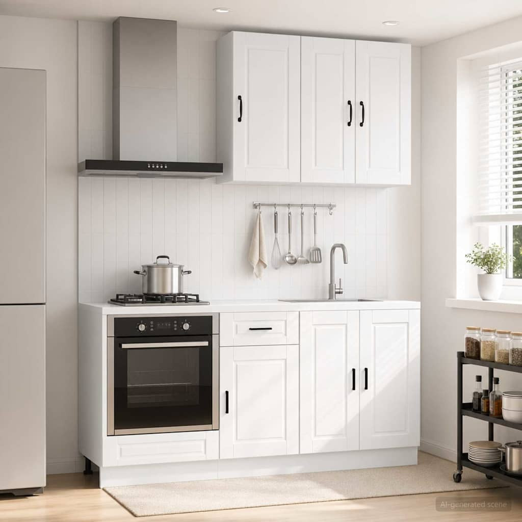 vidaXL Kücheneinheit PORTO 5 pcs Hochglanz Weiß Holzwerkstoff