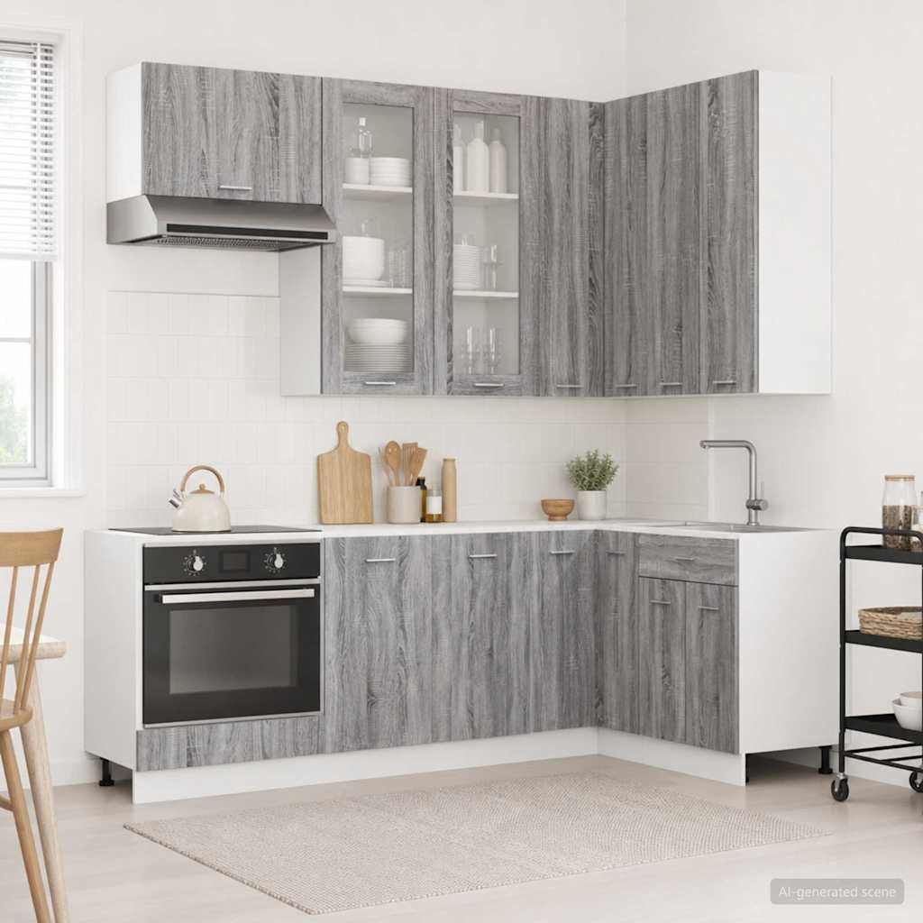 vidaXL Kücheneinheit LYON 8 pcs Grau Sonoma Holzwerkstoff