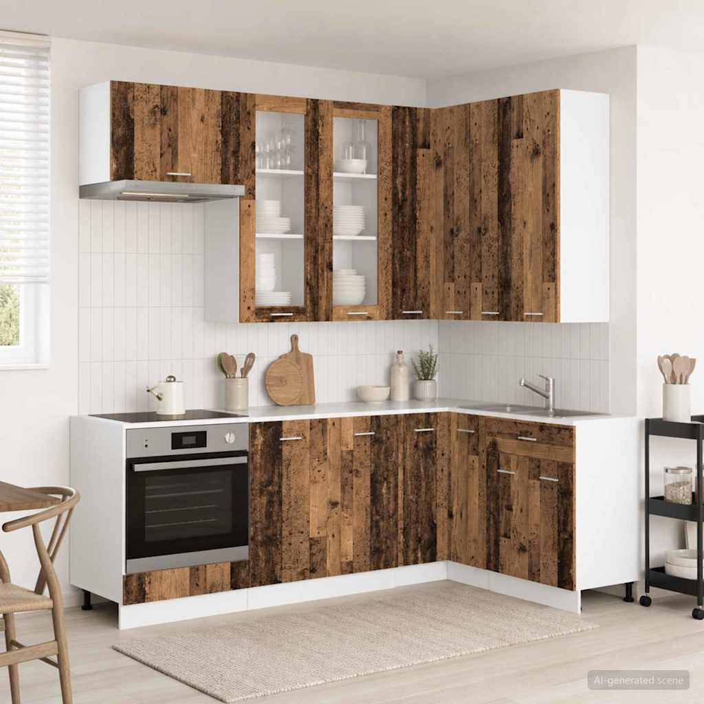 vidaXL Kücheneinheit LYON 8 pcs Altholz Holzwerkstoff