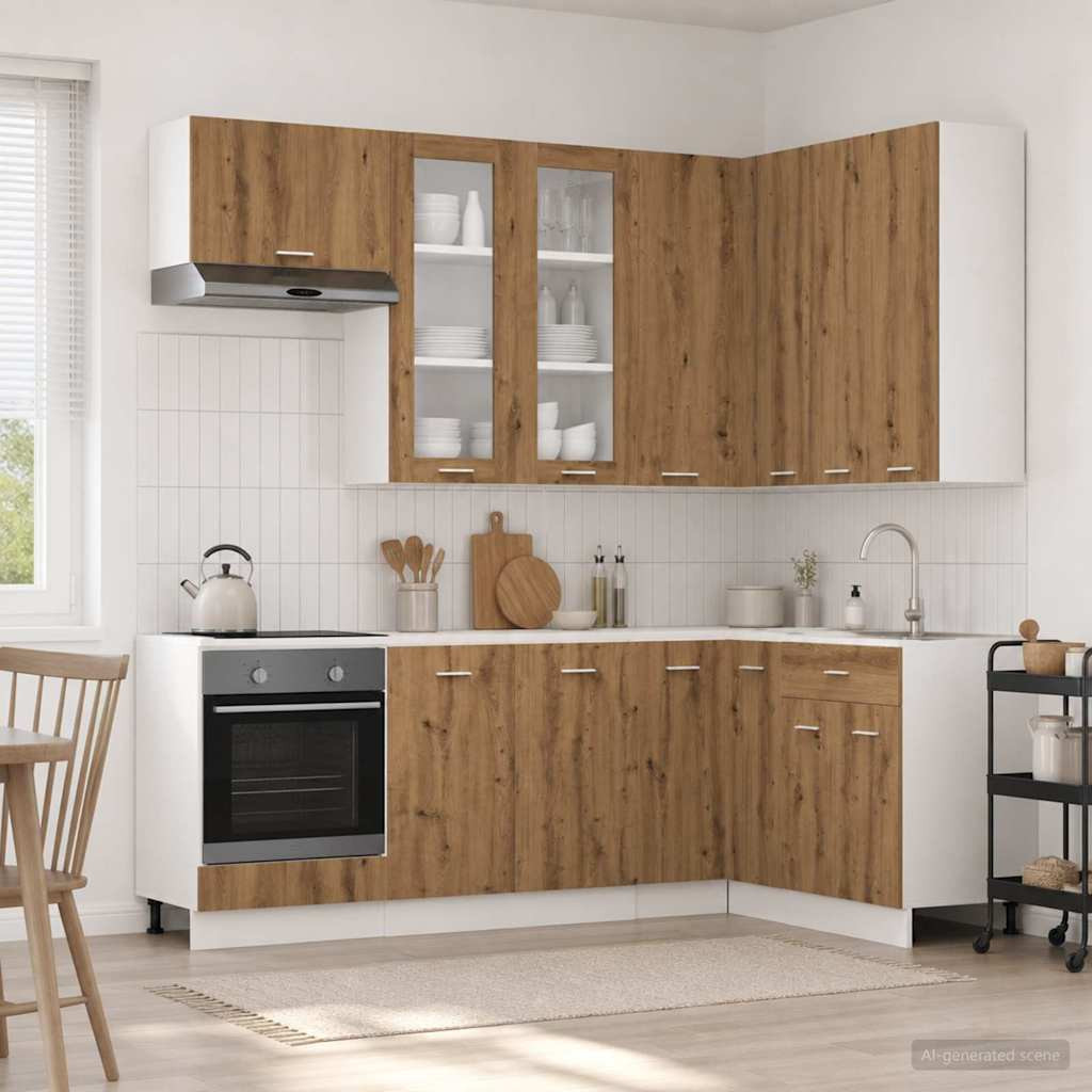 vidaXL Kücheneinheit LYON 8 pcs Artisan-Eiche Holzwerkstoff