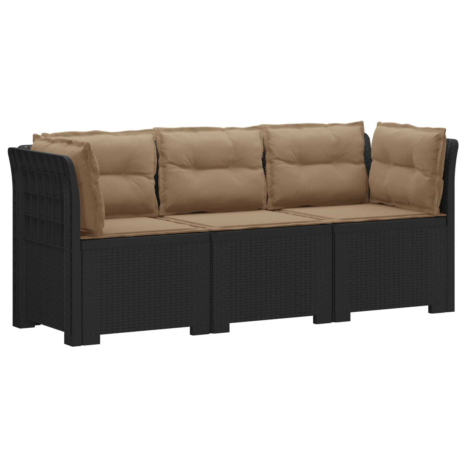 vidaXL 3-Sitzer Garten Sofa mit Kissen Rattan-Look PP Anthrazit
