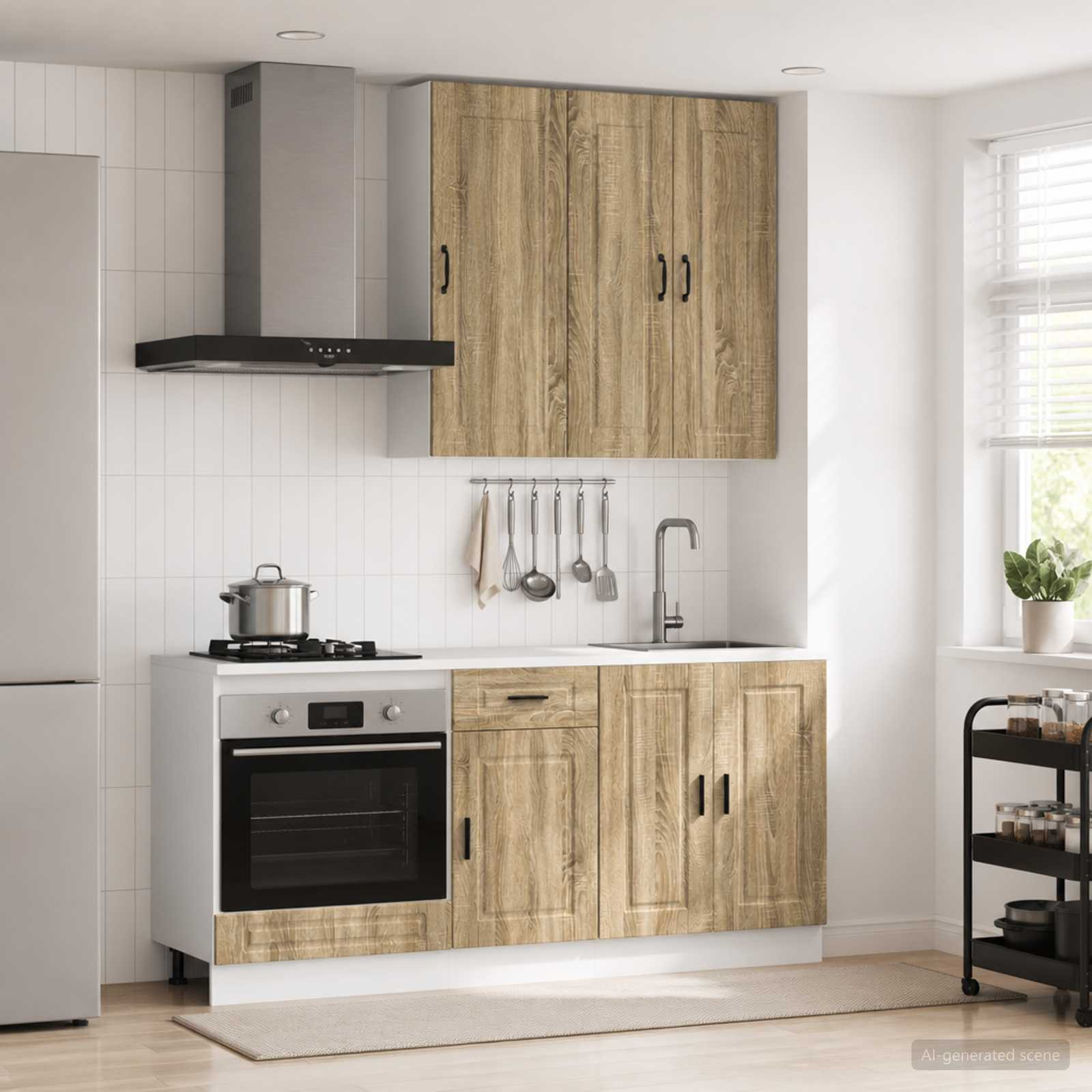 vidaXL Kücheneinheit PORTO 5 pcs Sonoma-Eiche Holzwerkstoff