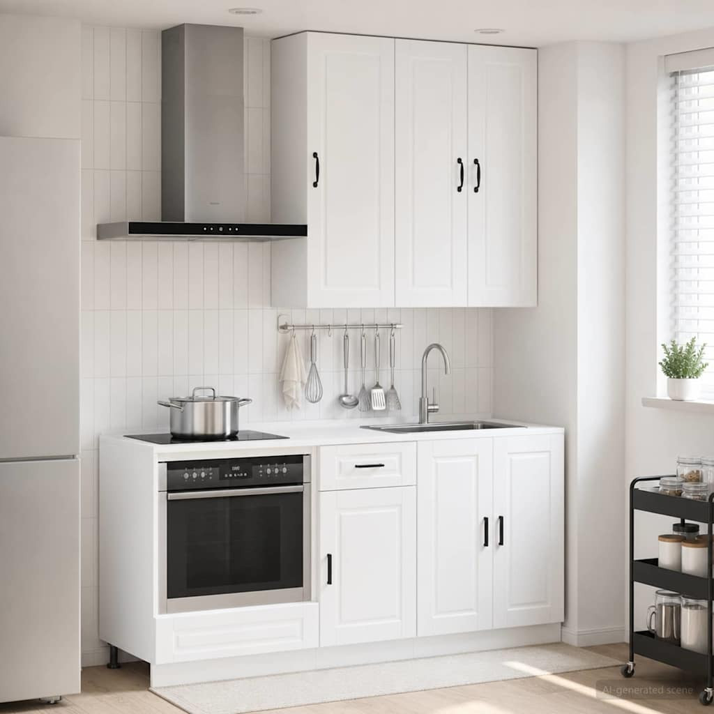 vidaXL Kücheneinheit PORTO 5 pcs Hochglanz Weiß Holzwerkstoff