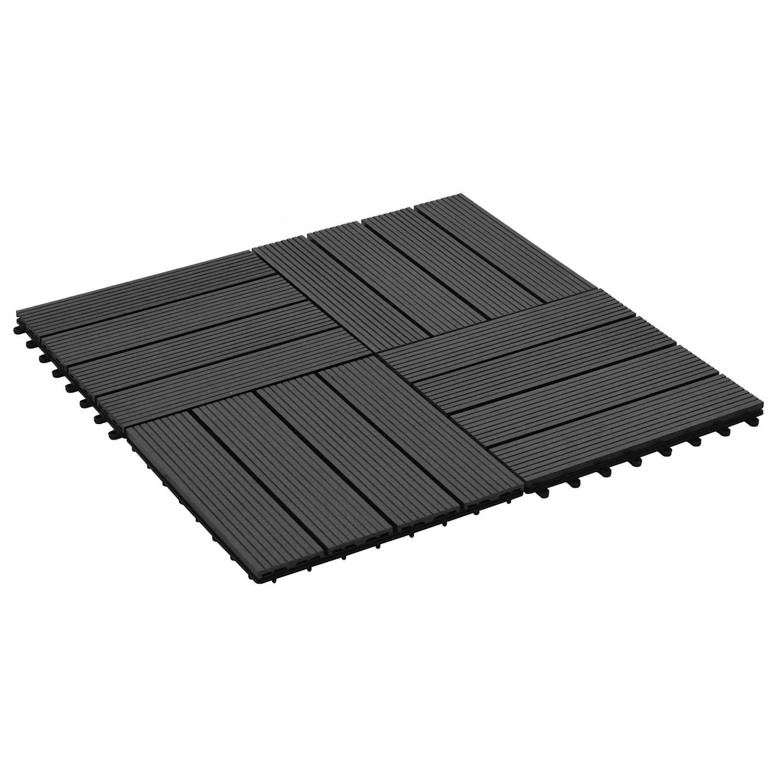 vidaXL Terrassenfliese 22 pcs Schwarz 30 x 30 cm WPC