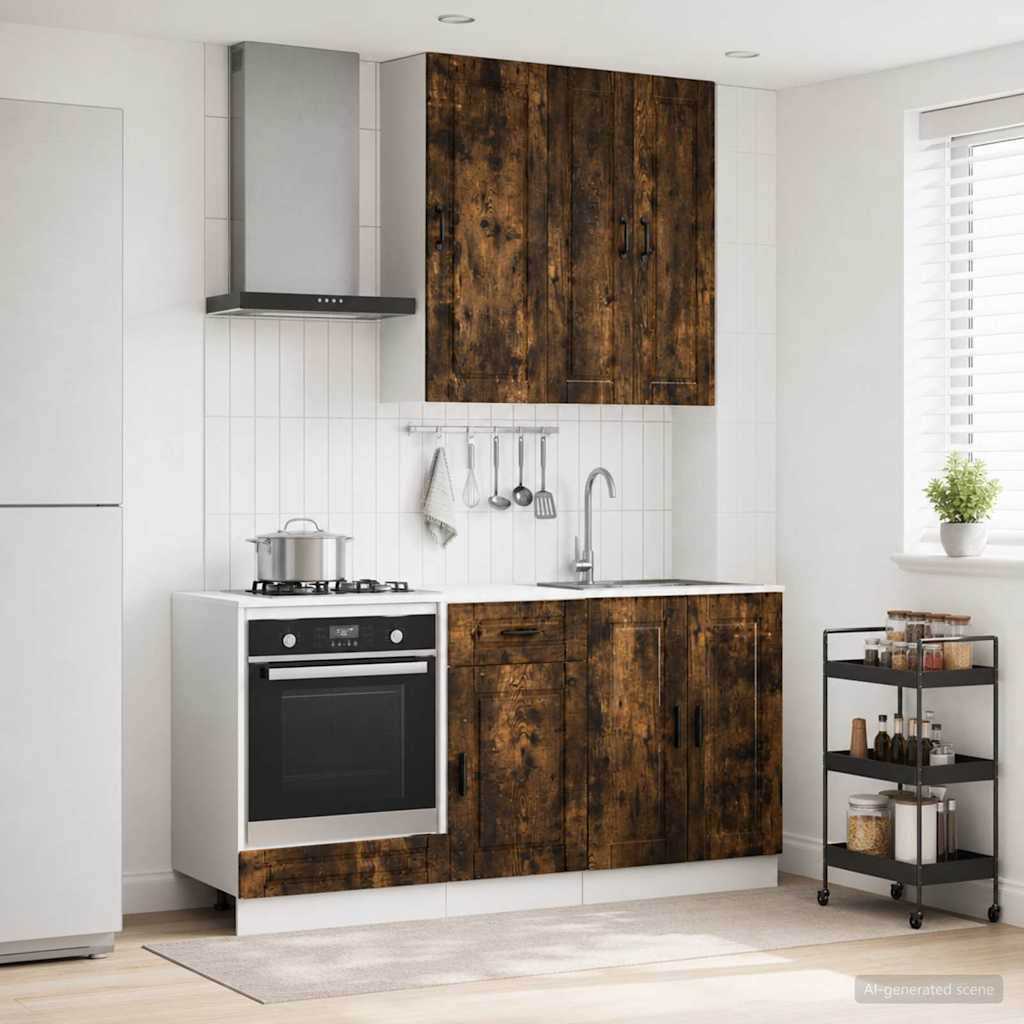 vidaXL Kücheneinheit PORTO 5 pcs Geräucherte Eiche Holzwerkstoff