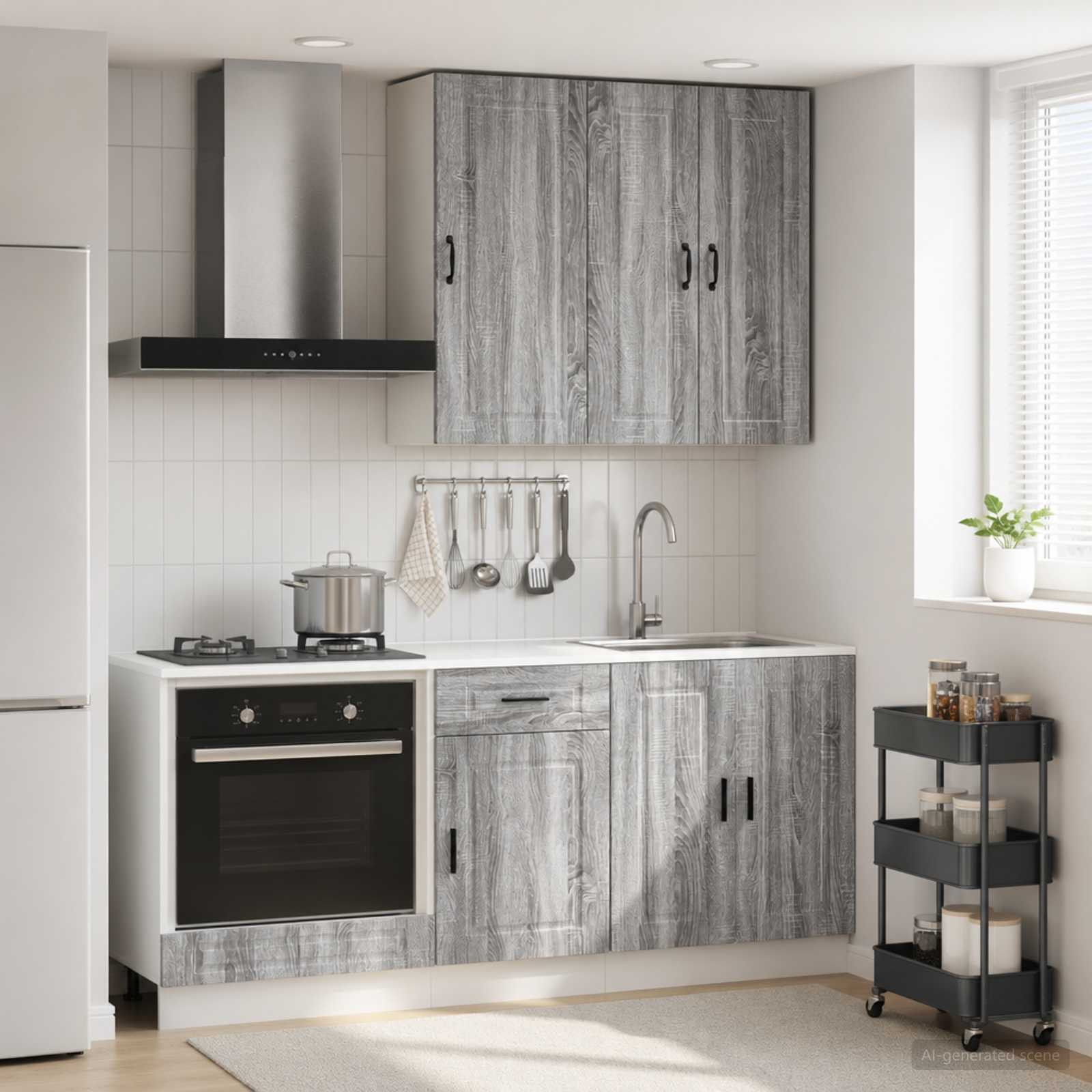 vidaXL Kücheneinheit PORTO 5 pcs Grau Sonoma Holzwerkstoff