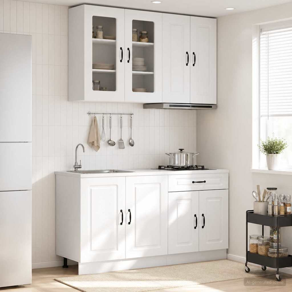 vidaXL Kücheneinheit KALMAR 4 pcs Hochglanz Weiß Holzwerkstoff