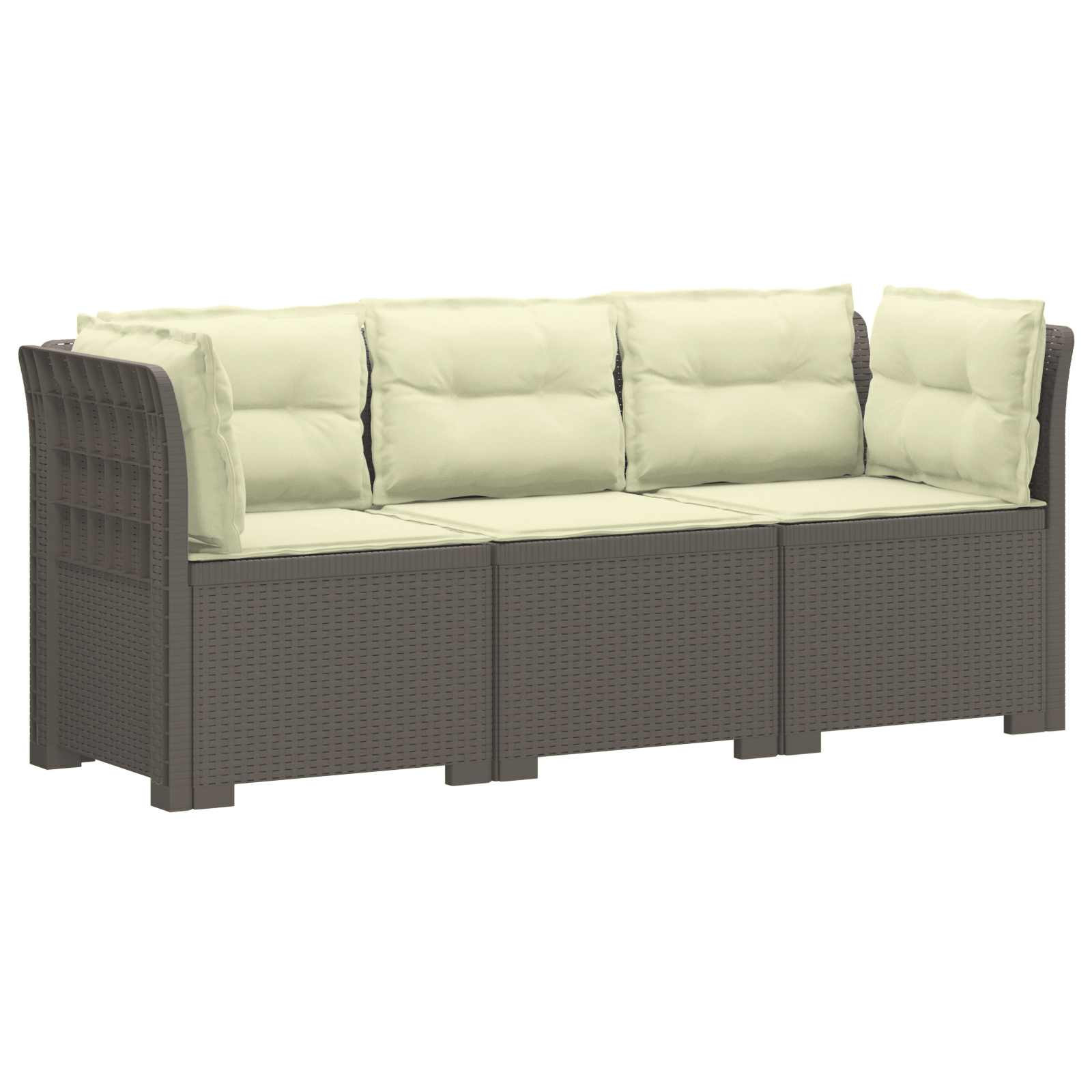 vidaXL 3-Sitzer Garten Sofa mit Kissen Rattan-Look PP Hellgrau