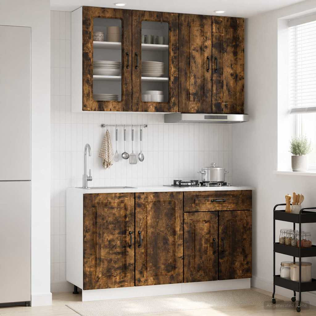 vidaXL Kücheneinheit KALMAR 4 pcs Geräucherte Eiche Holzwerkstoff