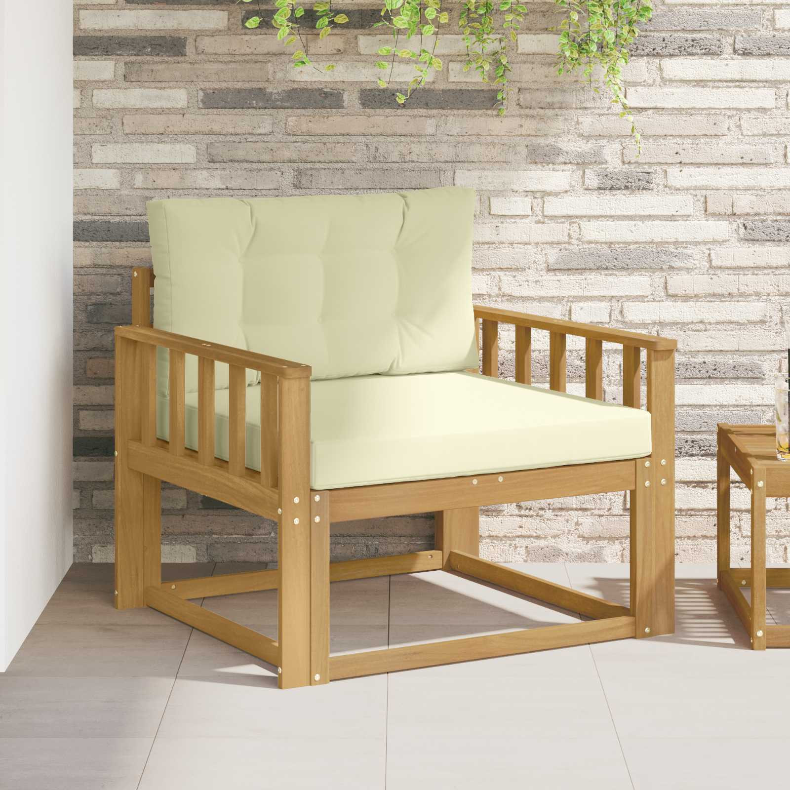 vidaXL Outdoor Mittelsofa Polyester Weiß