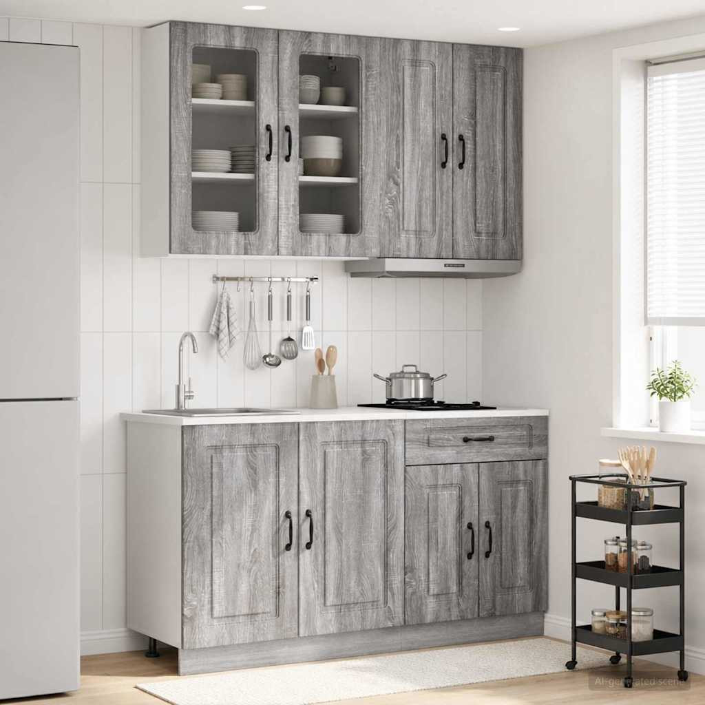 vidaXL Kücheneinheit KALMAR 4 pcs Grau Sonoma Holzwerkstoff