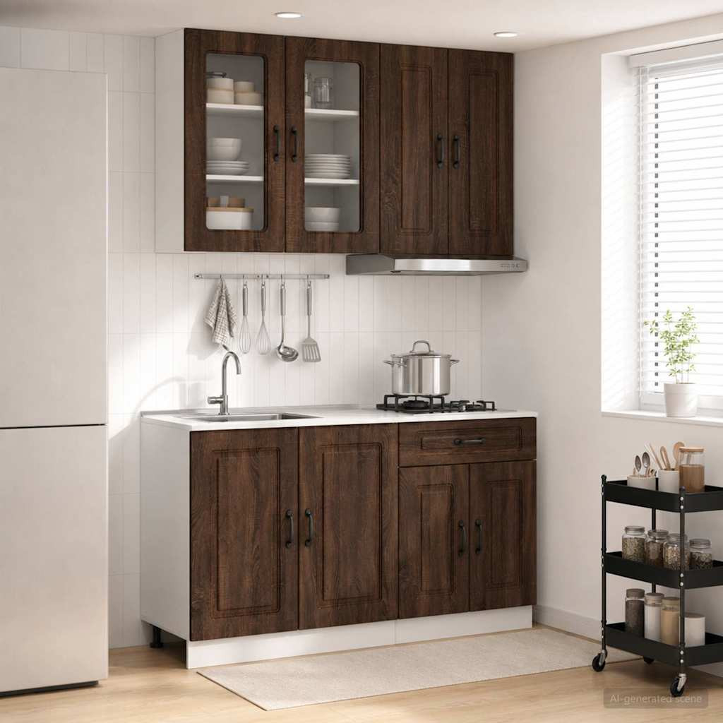 vidaXL Kücheneinheit KALMAR 4 pcs Brauneiche Holzwerkstoff