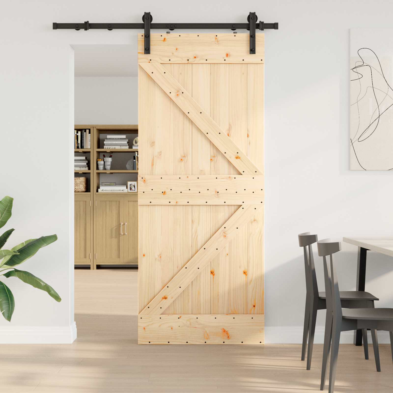 vidaXL Schiebetür NARVIK Natürlich und Schwarz 85 x 210 cm (152,5 cm)