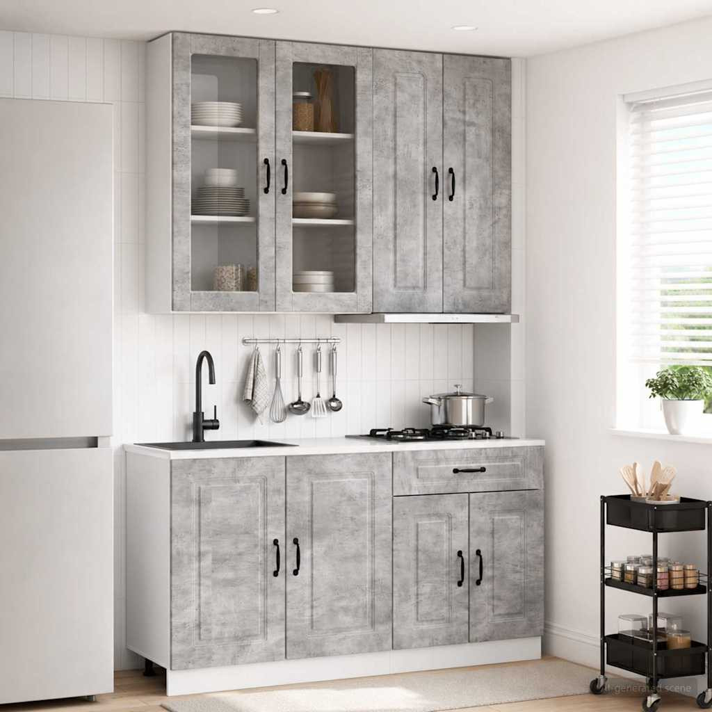 vidaXL Kücheneinheit KALMAR 4 pcs Betongrau Holzwerkstoff