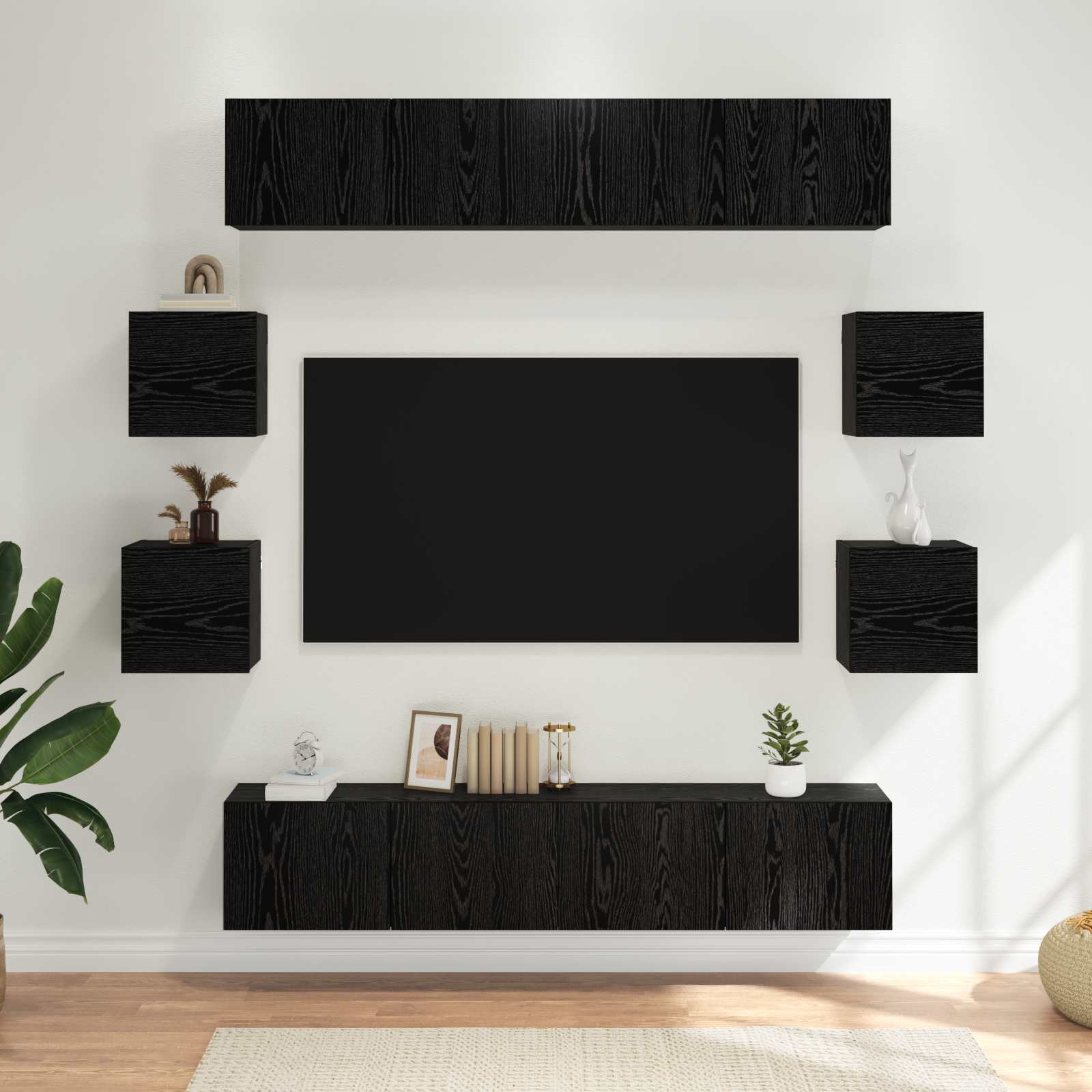 vidaXL TV-Schrankset 8 pcs 80 x 30 x 30 cm Schwarze Eiche
