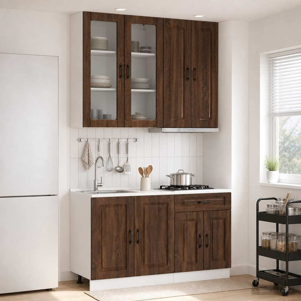 vidaXL Kücheneinheit KALMAR 4 pcs Brauneiche Holzwerkstoff