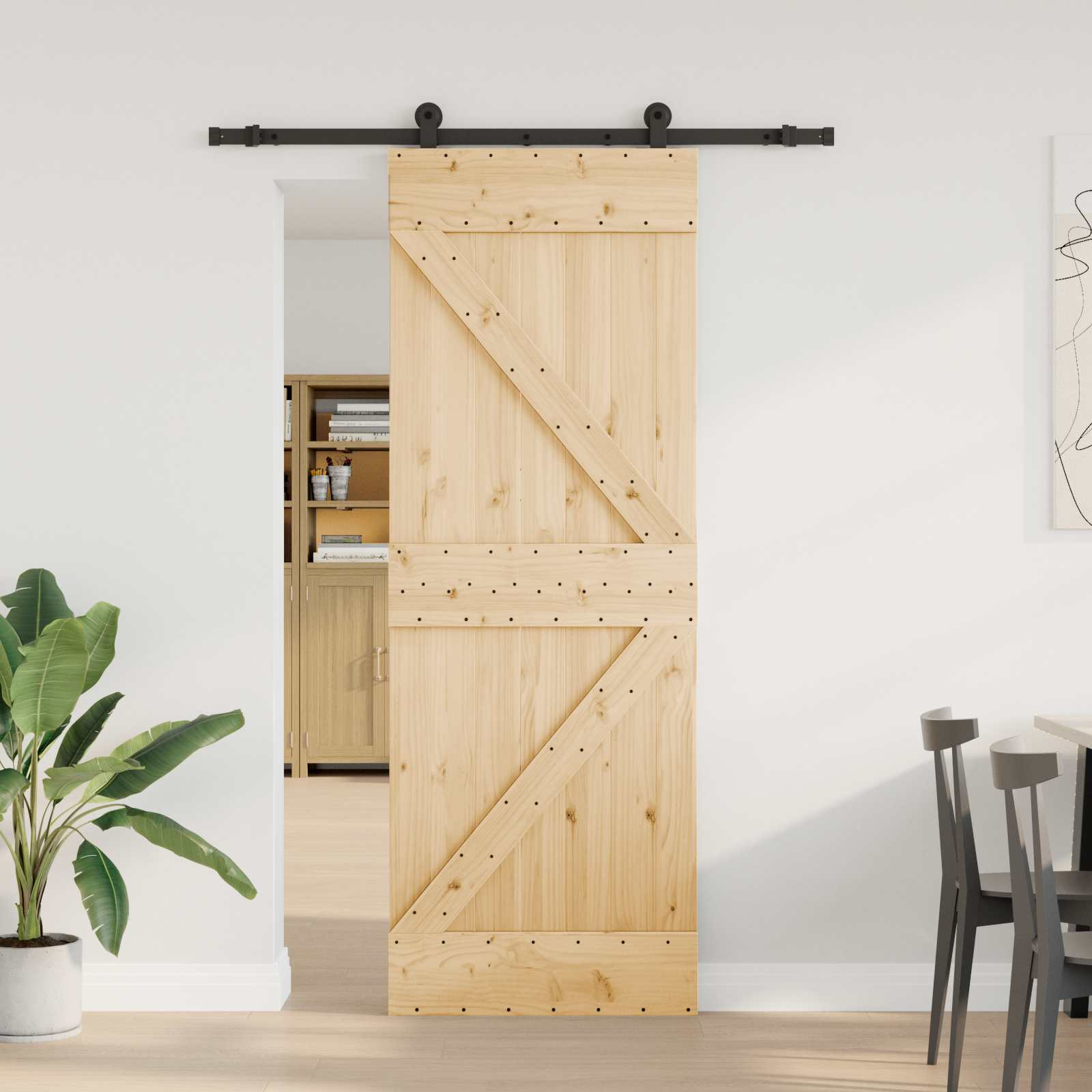 vidaXL Schiebetür NARVIK 70 x 210 cm (152,5 cm) Natürlich und Schwarz