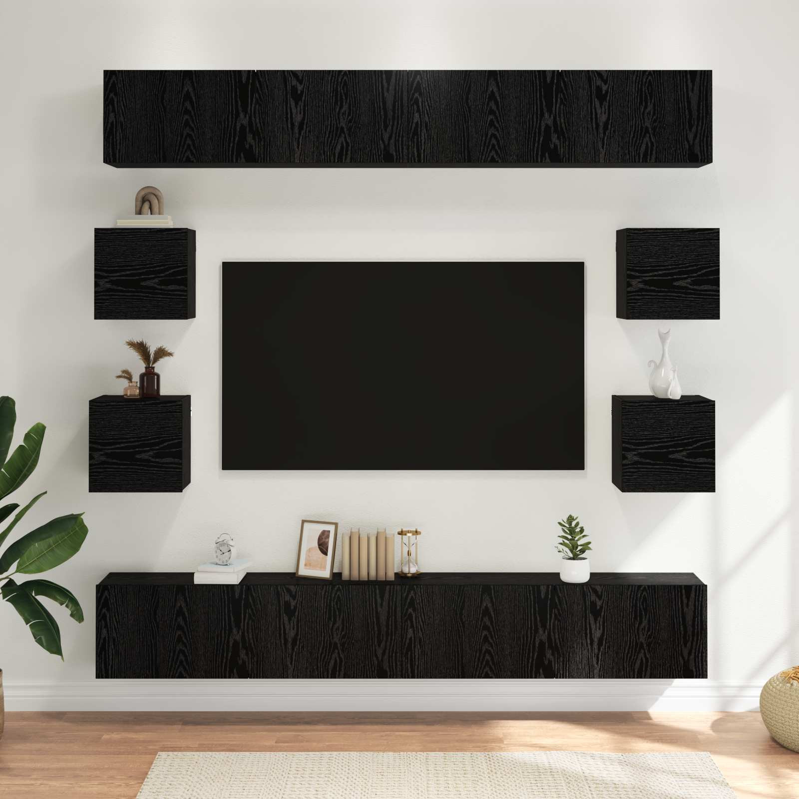 vidaXL TV-Schrankset 8 pcs 100 x 30 x 30 cm Schwarze Eiche