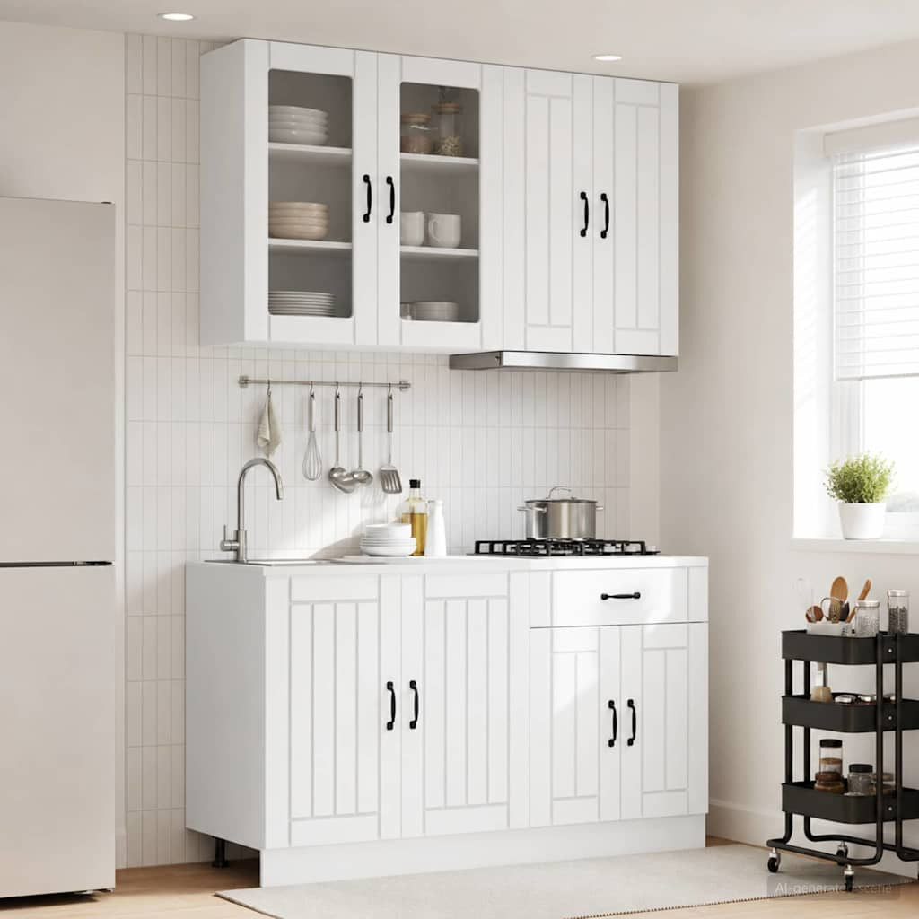 vidaXL Kücheneinheit LUCCA 4 pcs Weiß Holzwerkstoff