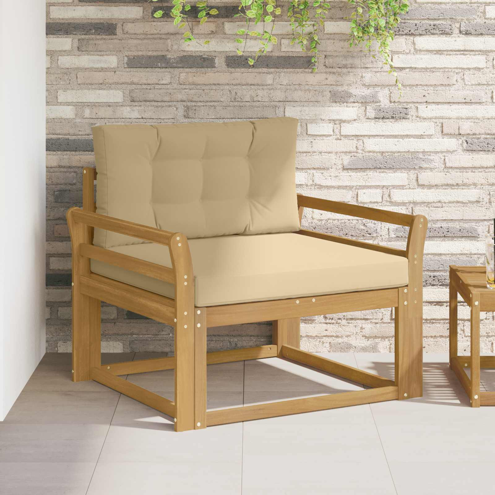 vidaXL Outdoor Mittelsofa Polyester Weiß
