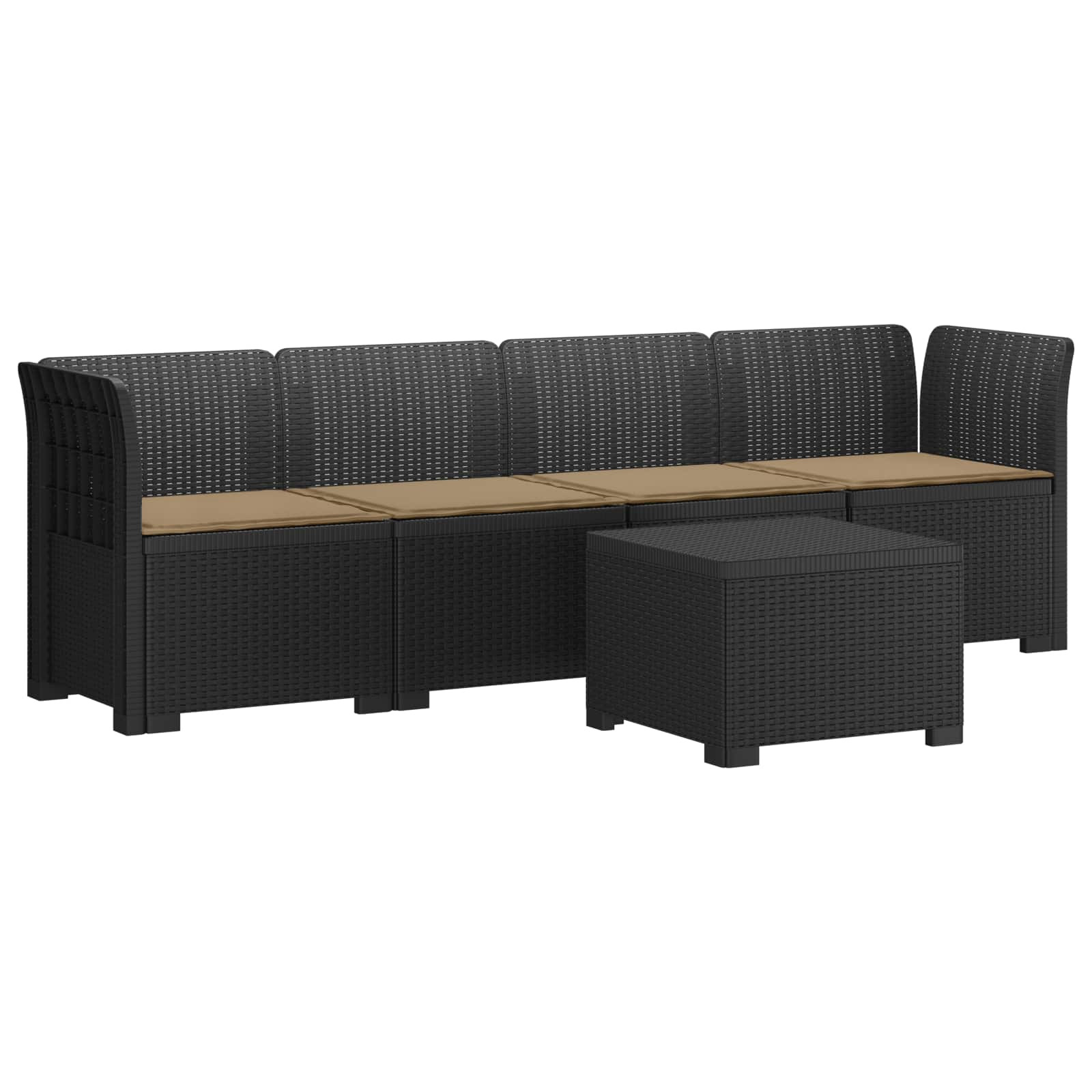vidaXL 4-Sitzer Gartensofa mit Kissen Rattan Look PP Anthrazit