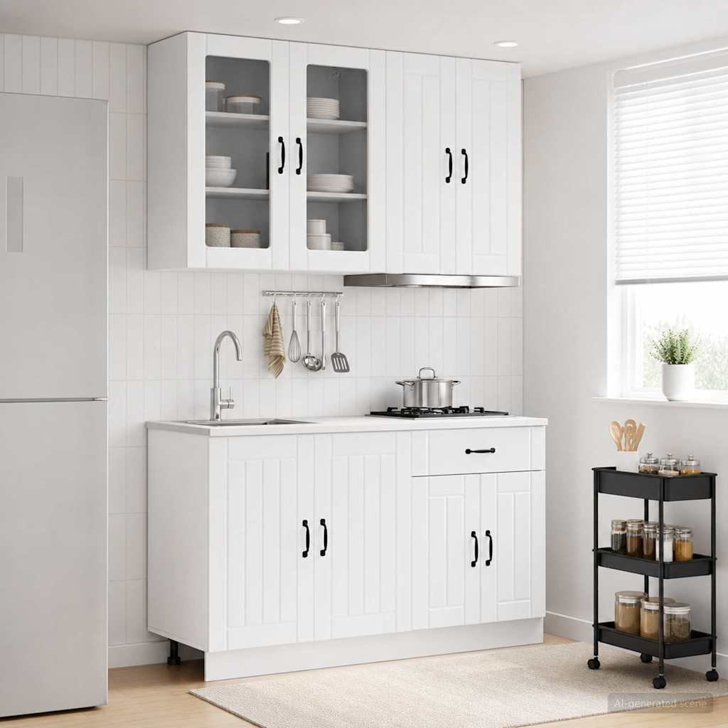 vidaXL Kücheneinheit LUCCA 4 pcs Hochglanz Weiß Holzwerkstoff