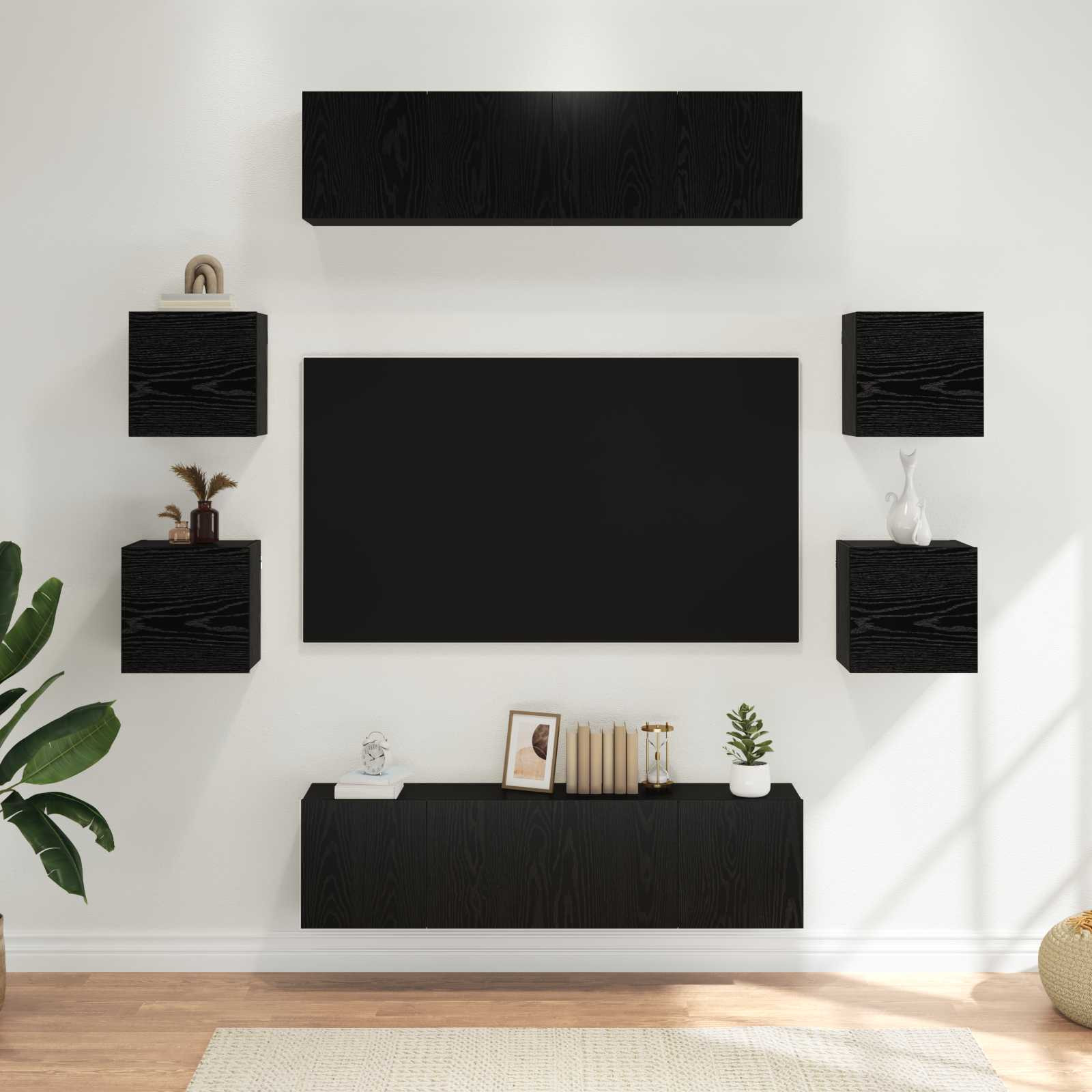 vidaXL TV-Schrankset 8 pcs 120 x 30 x 30 cm Schwarze Eiche