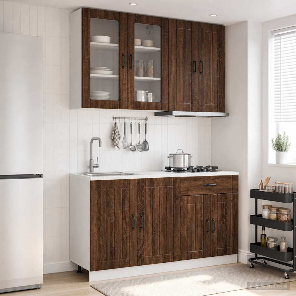 vidaXL Kücheneinheit LUCCA 4 pcs Brauneiche Holzwerkstoff