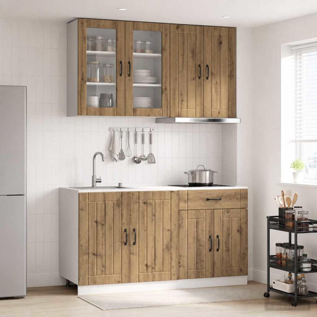 vidaXL Kücheneinheit LUCCA 4 pcs Artisan-Eiche Holzwerkstoff