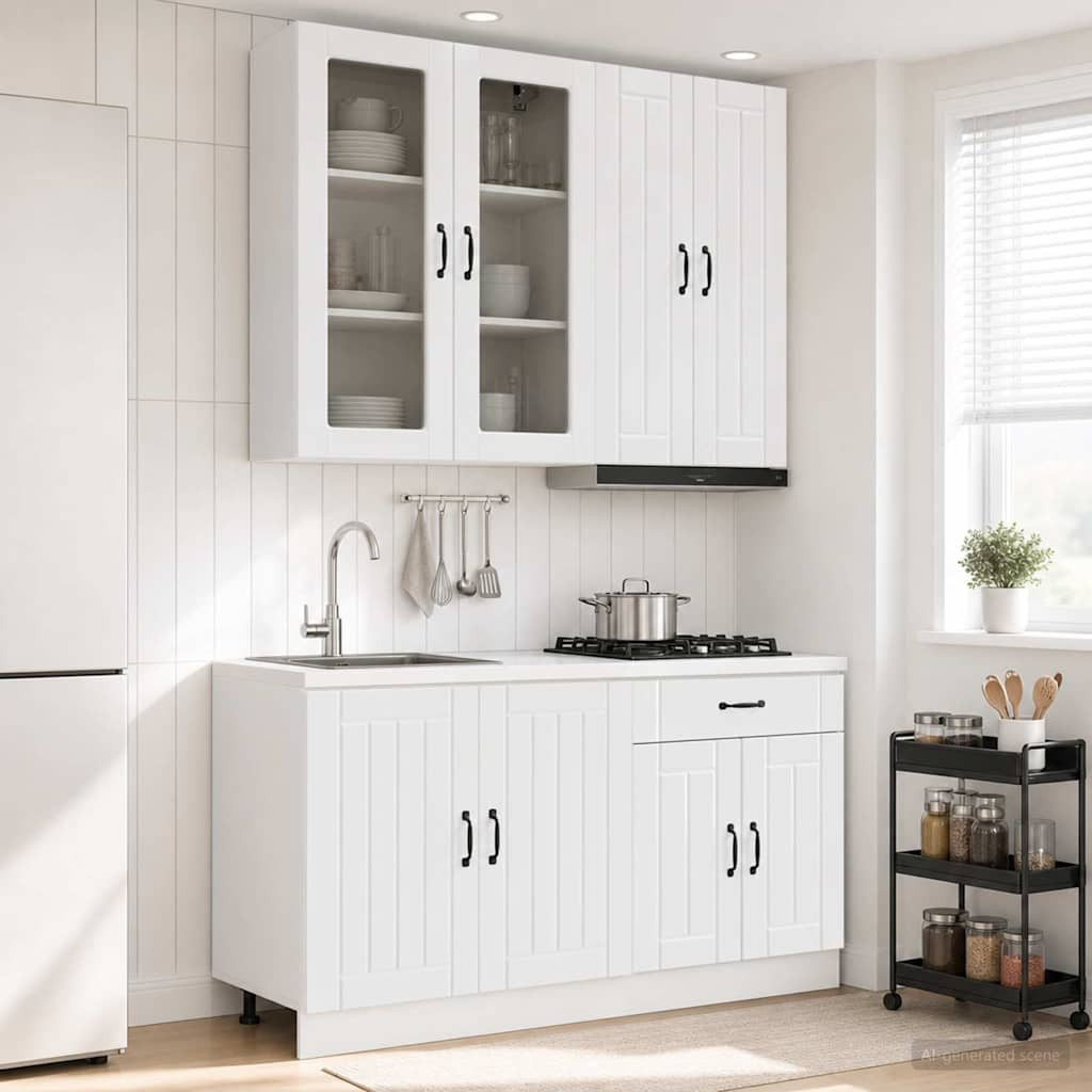 vidaXL Kücheneinheit LUCCA 4 pcs Hochglanz Weiß Holzwerkstoff