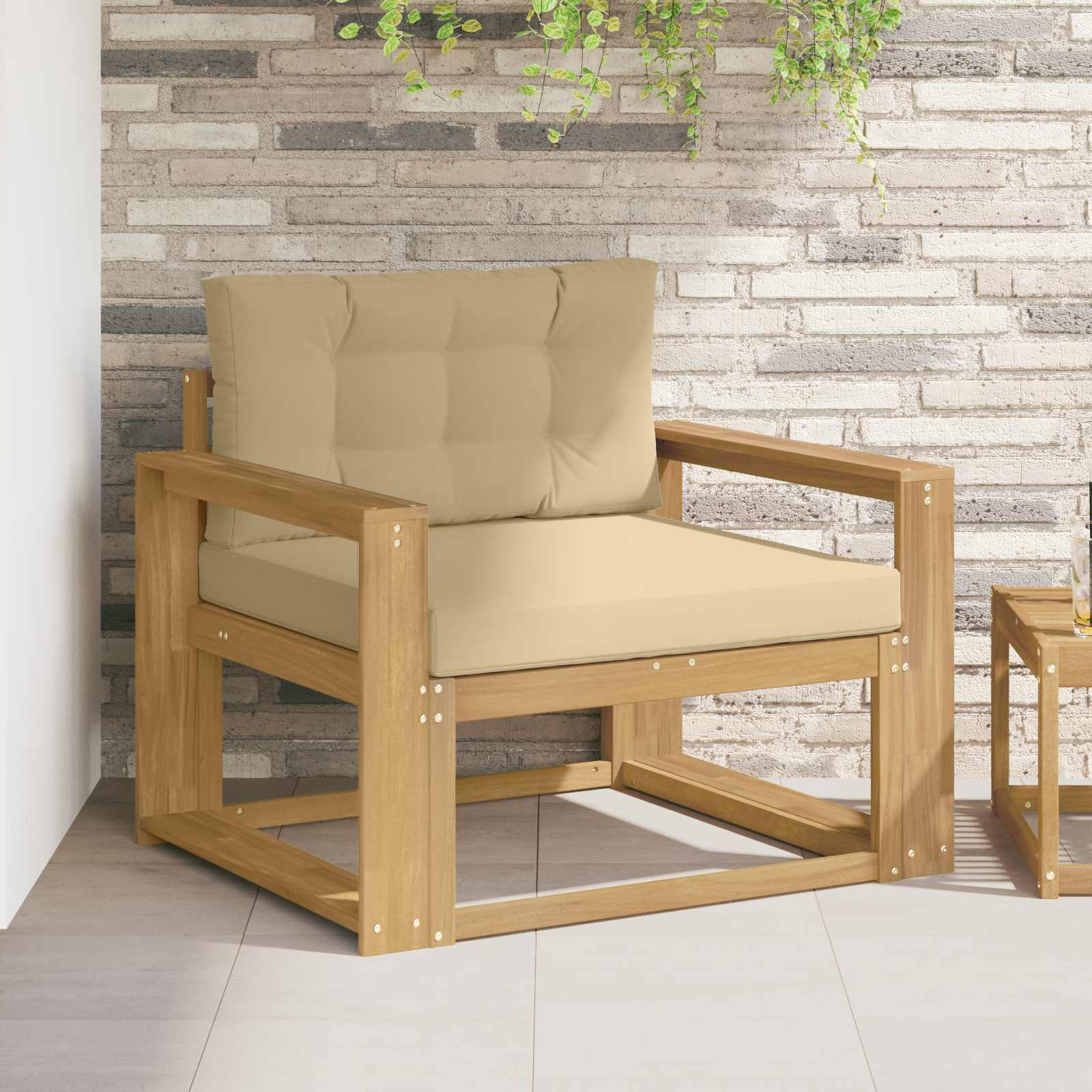 vidaXL Outdoor Mittelsofa Polyester Weiß