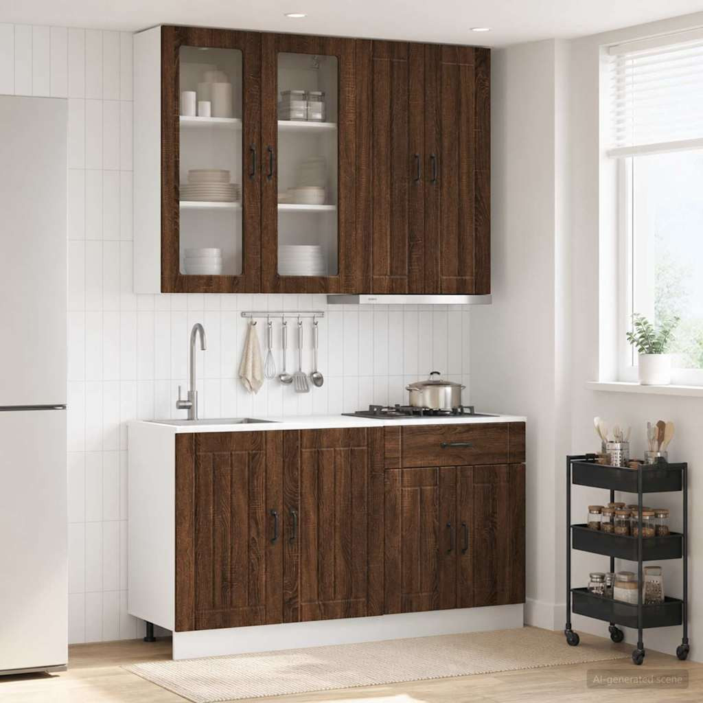vidaXL Kücheneinheit LUCCA 4 pcs Brauneiche Holzwerkstoff