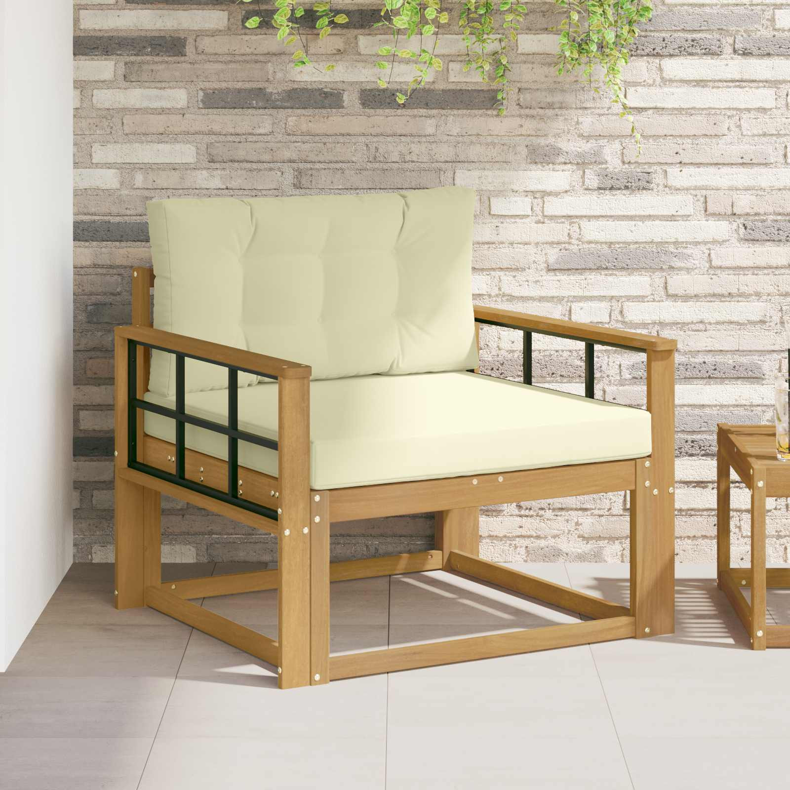 vidaXL Outdoor Mittelsofa Polyester Weiß