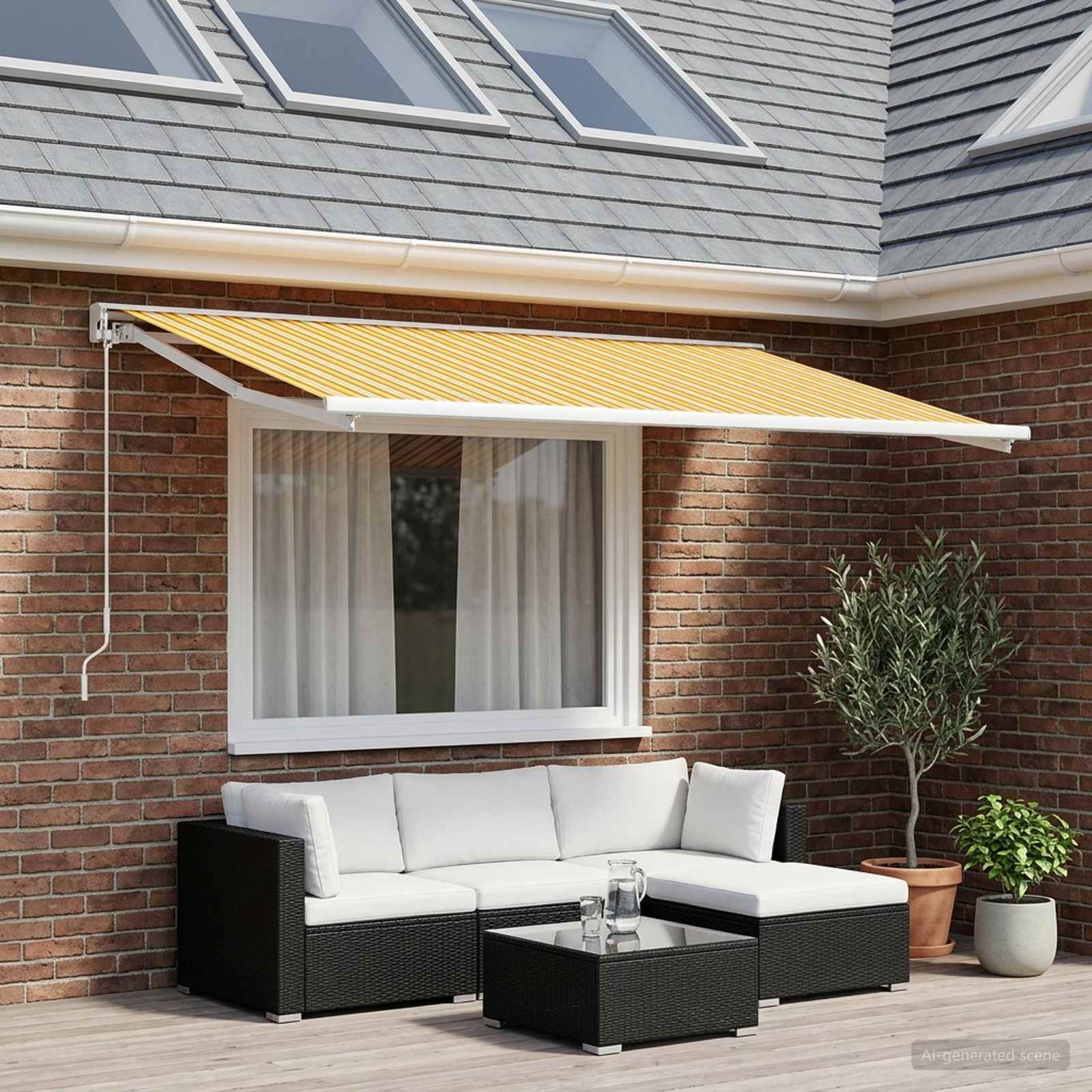 vidaXL Markisenersatzstoff Orange und Schwarz 300 x 200 cm Polyester