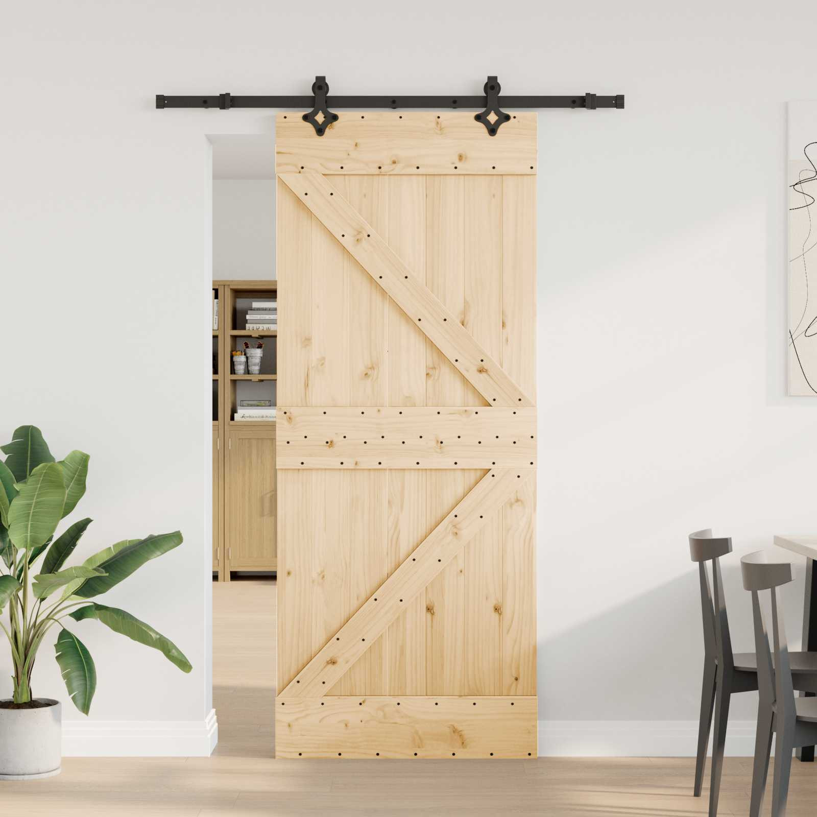 vidaXL Schiebetür NARVIK Natürlich und Schwarz 85 x 210 cm (152,5 cm)