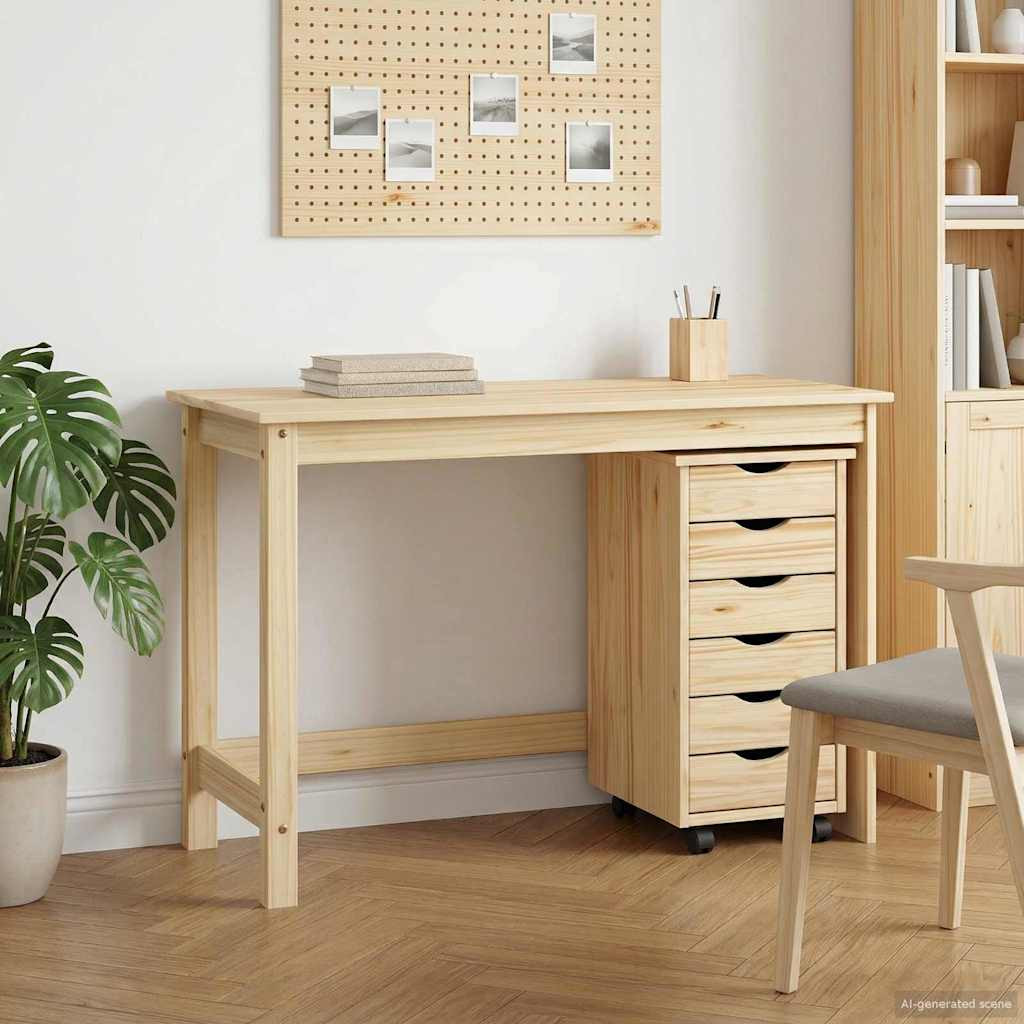 vidaXL Desk und Rolling Cabinet Set MOSS 2 pcs Braun