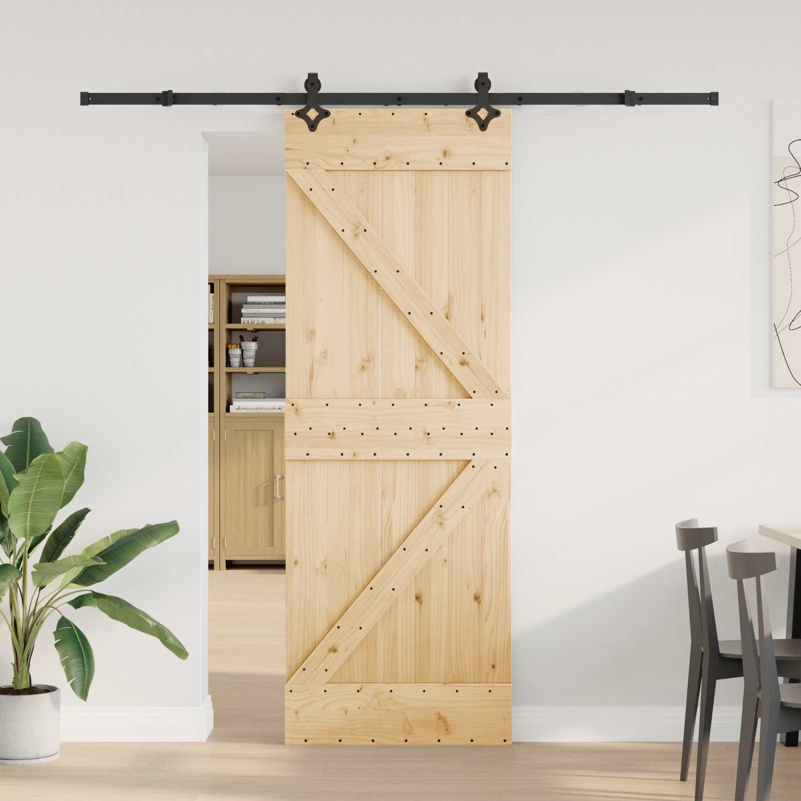 vidaXL Schiebetür NARVIK Natürlich und Schwarz 70 x 210 cm (213,5 cm)