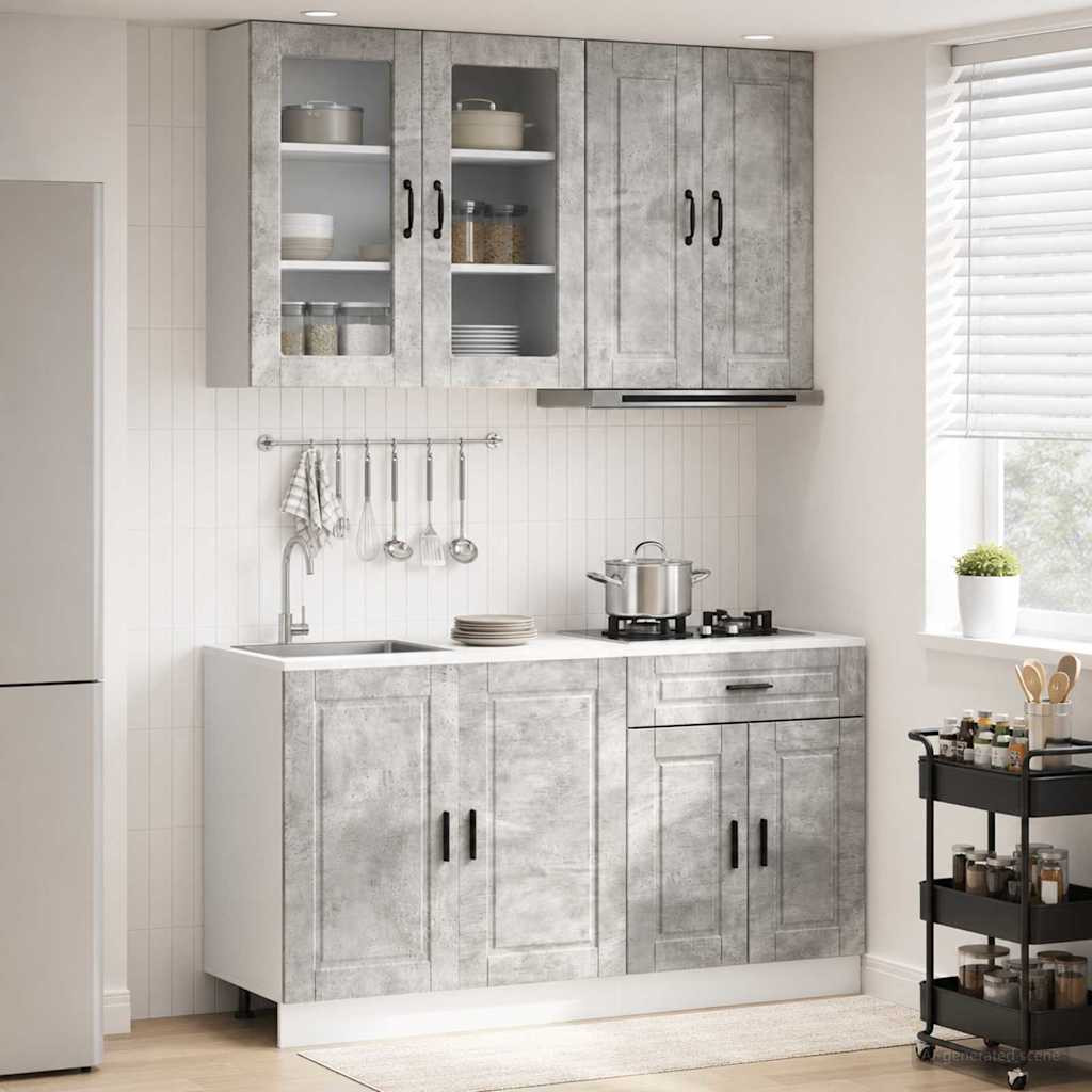 vidaXL Kücheneinheit PORTO 4 pcs Betongrau Holzwerkstoff