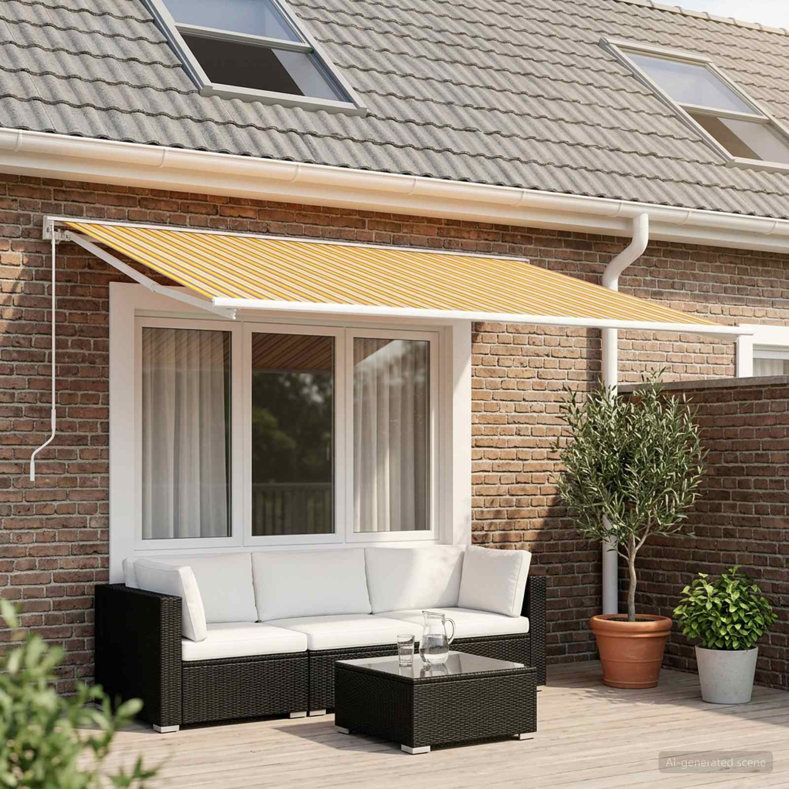 vidaXL Markisenersatzstoff Orange und Schwarz 350 x 250 cm Polyester
