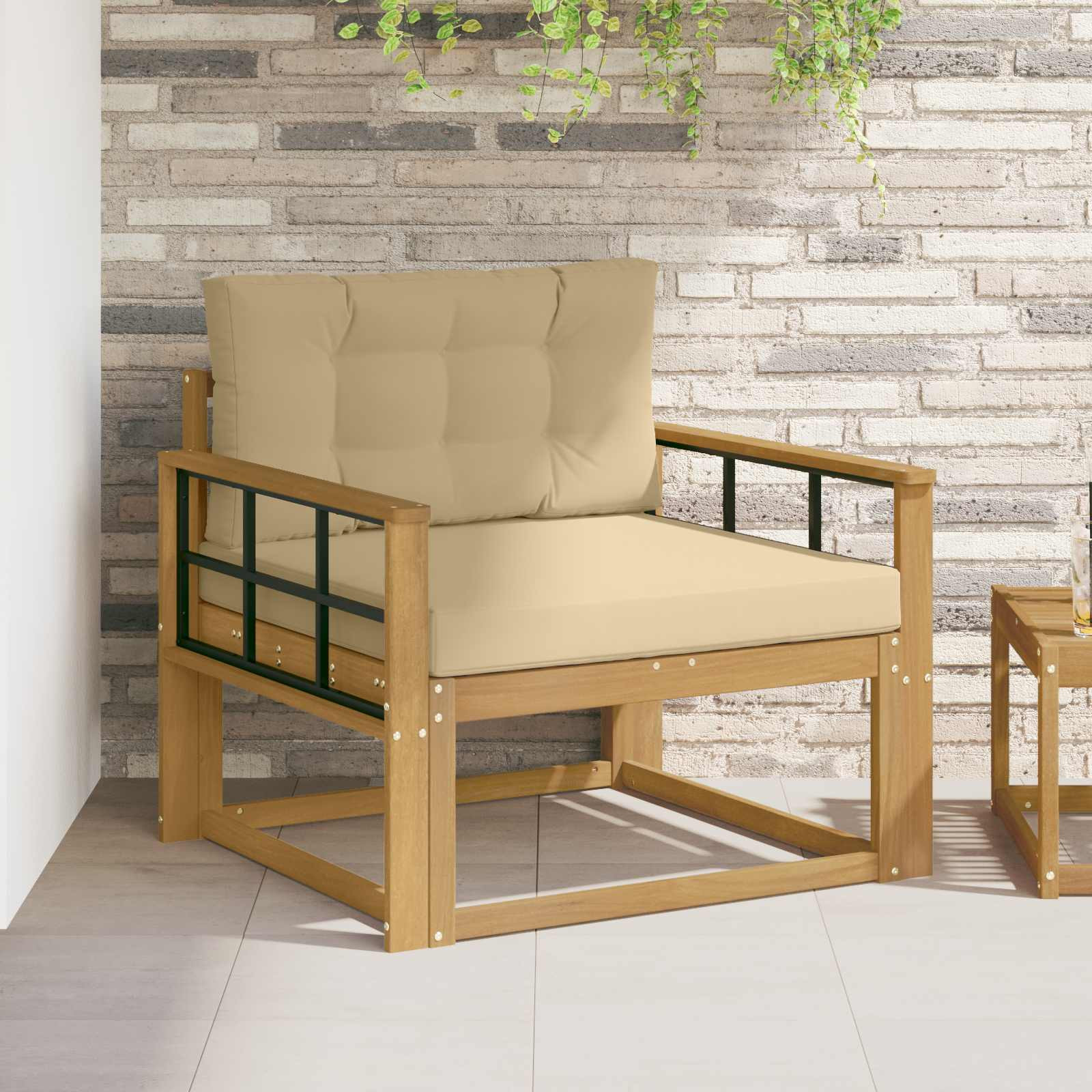 vidaXL Outdoor Mittelsofa Polyester Weiß