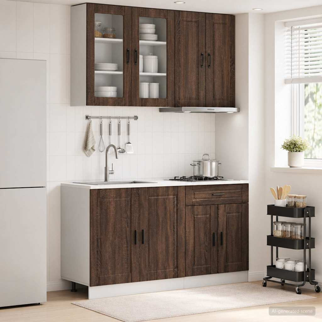 vidaXL Kücheneinheit PORTO 4 pcs Brauneiche Holzwerkstoff