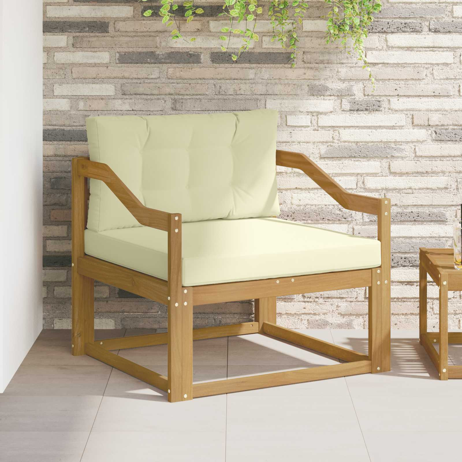 vidaXL Outdoor Mittelsofa Polyester Weiß