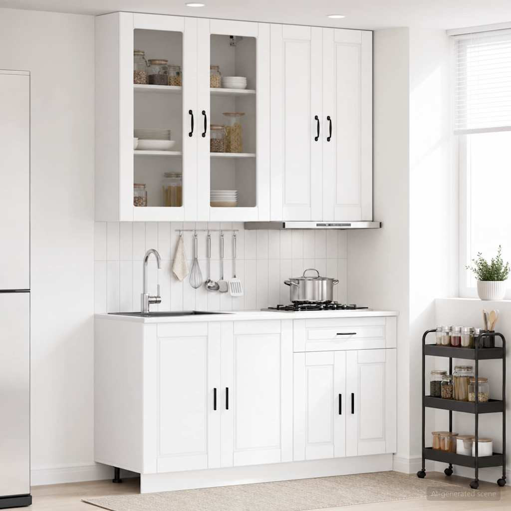 vidaXL Kücheneinheit PORTO 4 pcs Weiß Holzwerkstoff