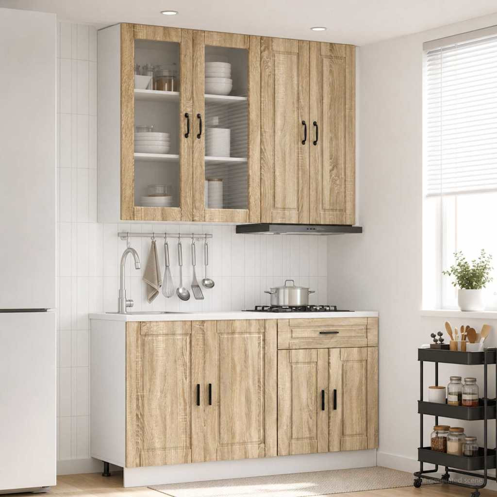 vidaXL Kücheneinheit PORTO 4 pcs Sonoma-Eiche Holzwerkstoff
