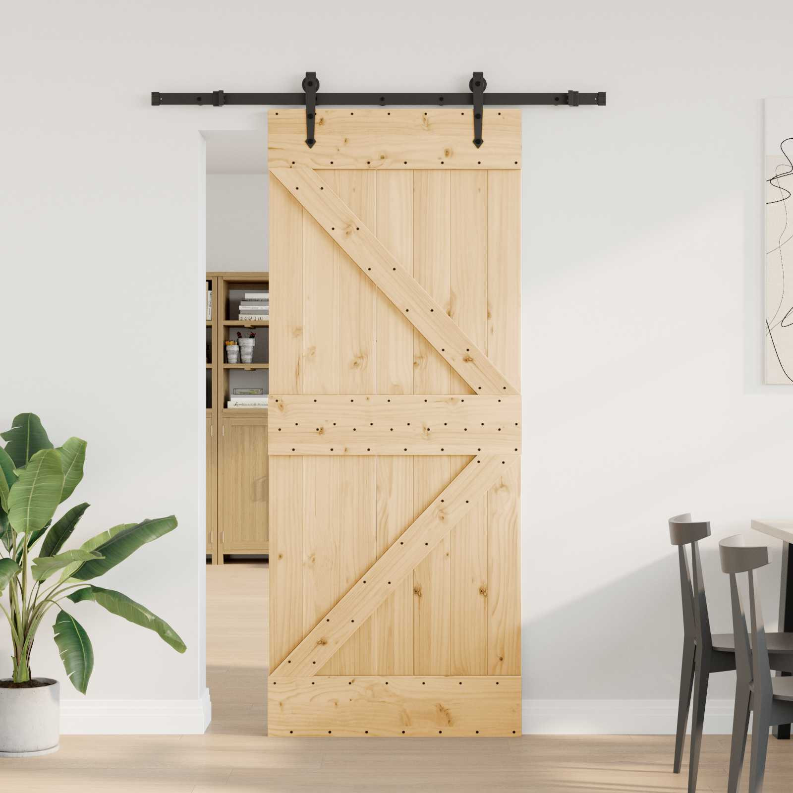 vidaXL Schiebetür NARVIK Natürlich und Schwarz 85 x 210 cm (152,5 cm)