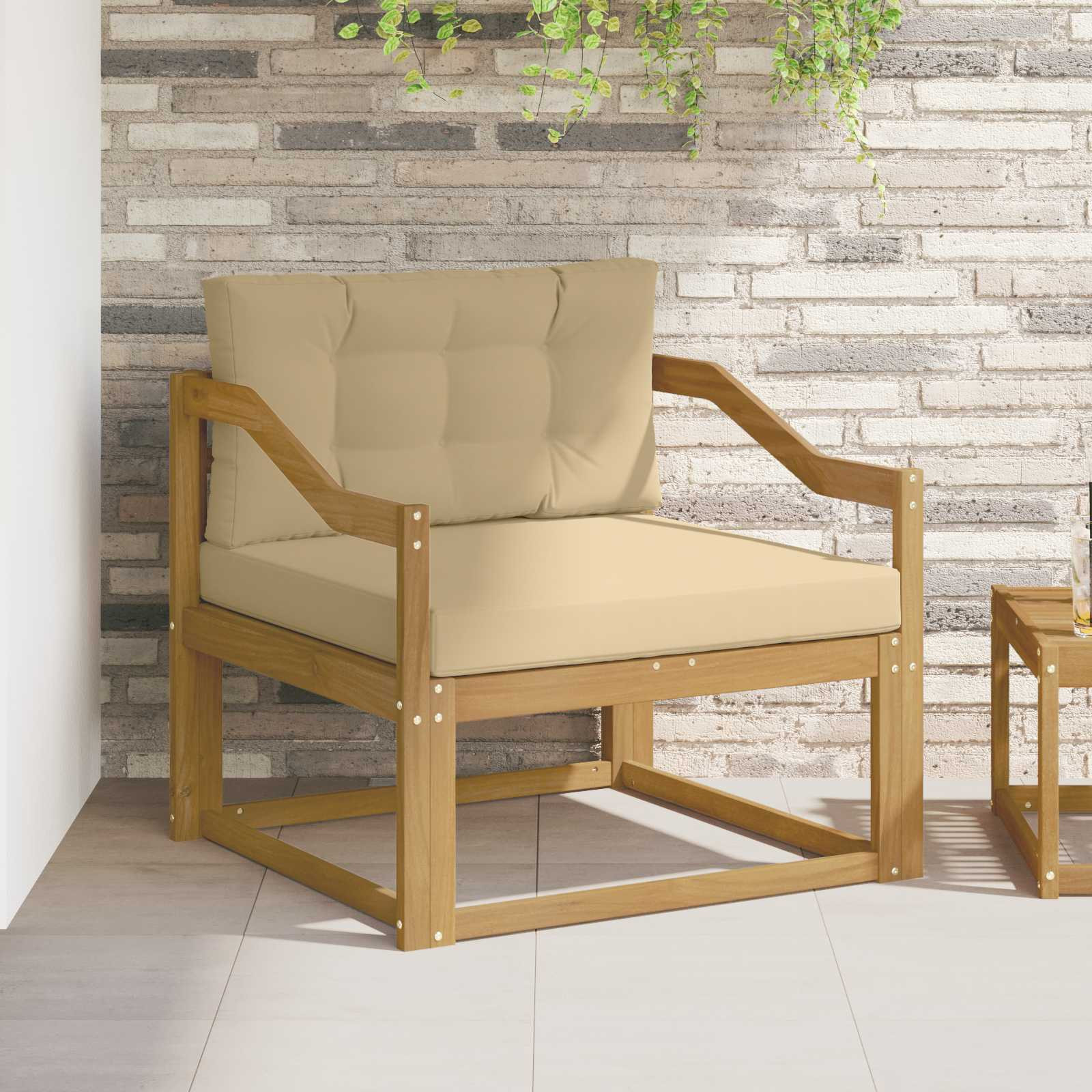 vidaXL Outdoor Mittelsofa Polyester Weiß