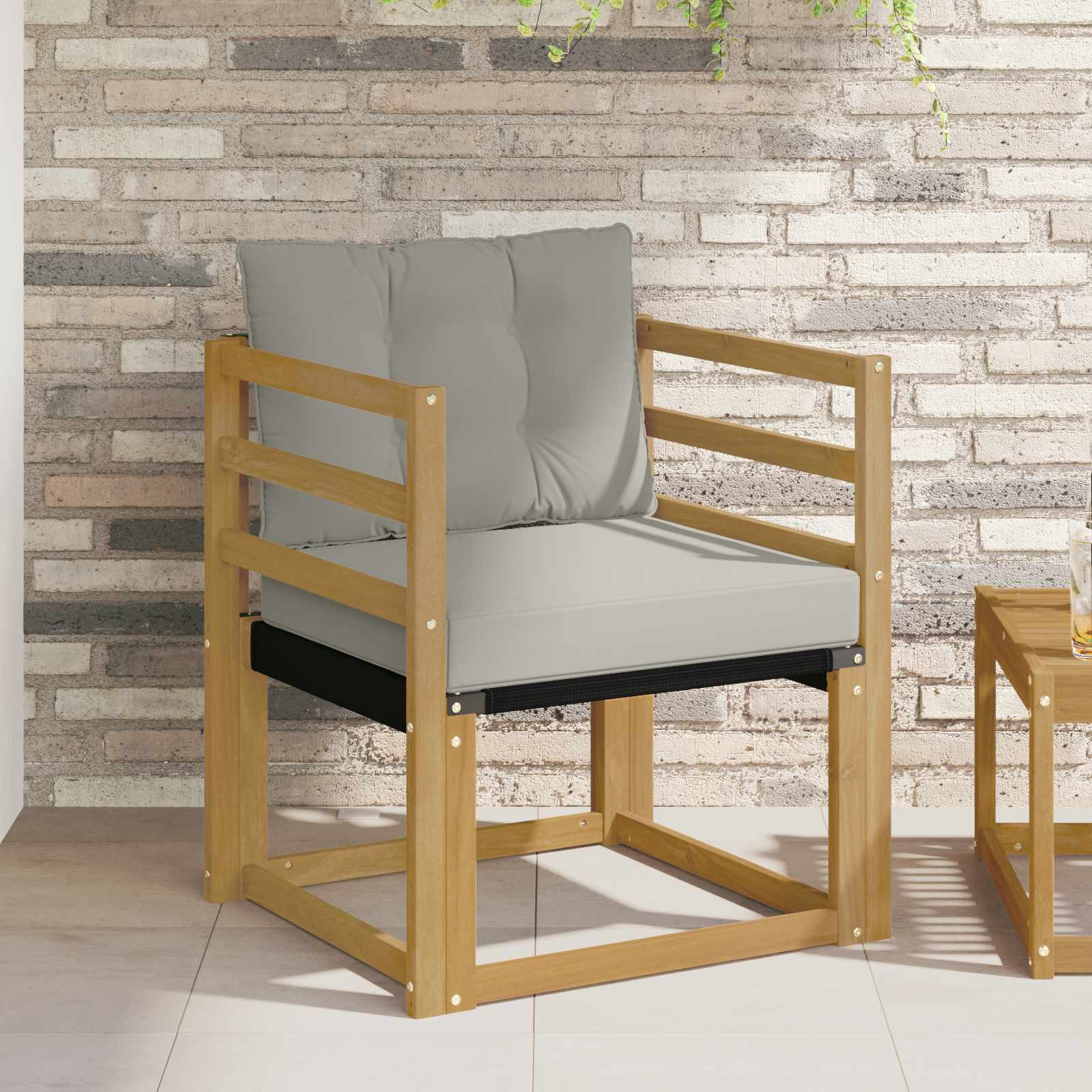 vidaXL Outdoor-Sofa Massives Akazienholz und Textilene Weiß