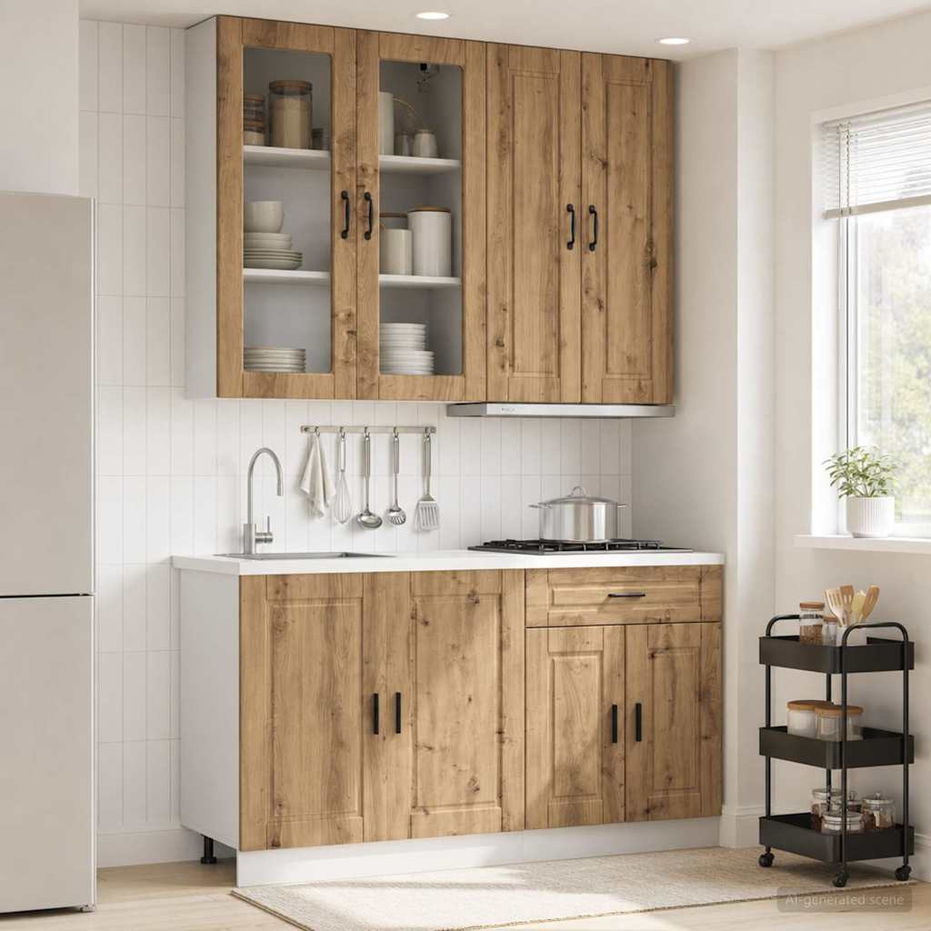 vidaXL Kücheneinheit PORTO 4 pcs Artisan-Eiche Holzwerkstoff
